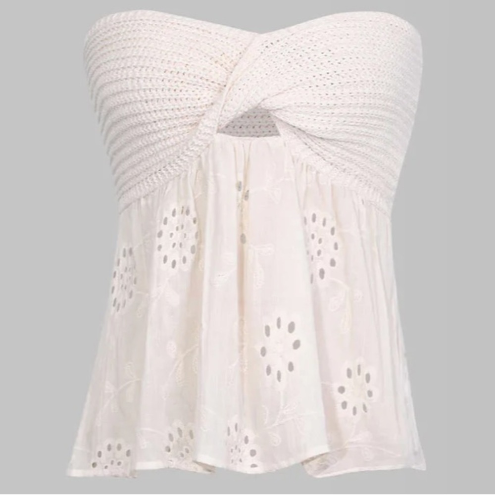 Off white/Cream Zara front cross over tube knit top